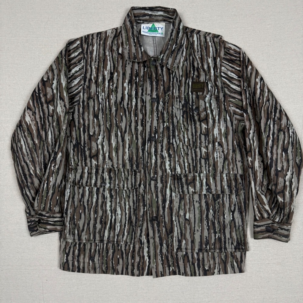 Vtg 80s Liberty Treebark Camo Chore Jacket Mens L 24.5x31 Trebark Hunting USA
